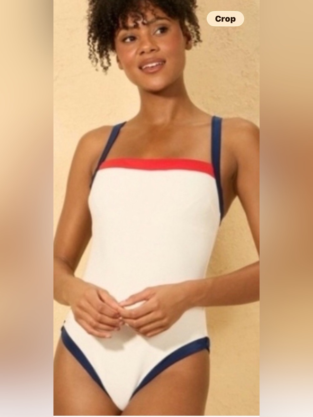 Shade & Shore Women’s Nautical Ribbed Colorblock One Piece Swimsuit Size Small
